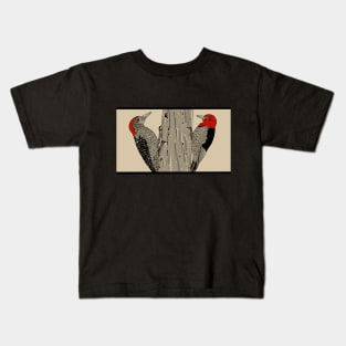 Red Bellied and Red Headed Woodpecker Kids T-Shirt